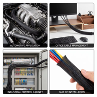 Funda Protectora para Cables FYX, de PET Expandible, Trenzada, Ignífuga, Flexible, Tipo Malla