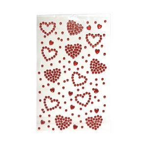 Autocollants de tatouage en strass rouge en forme de cœur pour le maquillage du Nouvel An - Bijoux de visage scintillants en diamant, accents créatifs pour rehausser l'ambiance festive - Product Image 6