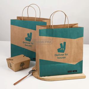 Custom High Quality Colorful <b>Printed</b> Kraft Shopping Packaging Bag Brown Paper Bags With Your Own Logo - Product Image 3
