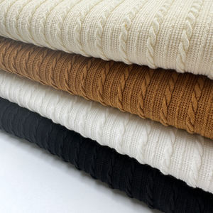 의류용 도매 브리티시 스타일 95% 폴리 5% 스판덱스 250Gsm 스웨터 드레스 니트 스트라이프 자카드 원단 - Product Image 6