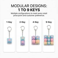Wholesale Rubber Silicone 1-9 Keys Kawaii Cat Paw Mechanical Switch Keyboard Clicker Fidget Clicker Toy Keychain Portable ASMR