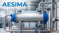 Refroidisseur industriel refroidi à l'eau ASME R410A |   Évaporateur à tubes coquillages |   Compresseur à spirale/à vis |   AESIMA Haute Efficacité |   20-500