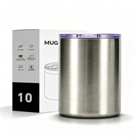 Mug de voyage isotherme en acier inoxydable à double paroi, corps cylindrique droit, 10 oz (300 ml), sans plastique, pour café et bière