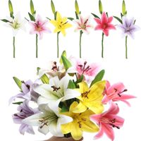Rangkaian Bunga Lily Realistis Berkualitas Tinggi untuk Festival Musim Semi, Acara Natal, Latar Panggung, Hiasan Suasana Indah
