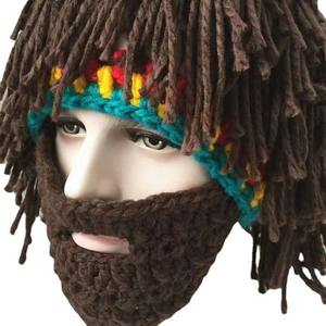 100% di cotone Jamaican <span class=keywords><strong>Rasta</strong></span> Beanie Hat divertente <span class=keywords><strong>parrucca</strong></span> <span class=keywords><strong>Rasta</strong></span> e barba per gli uomini donne a maglia Dreadlocks per natale o Halloween - Product Image 3