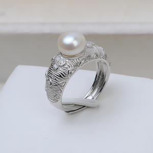 Bague Princesse Rétro Européenne et Américaine en Argent S925 Faite à la Main Wenchi, Support Creux pour Perles 7-8, Perles Semi-finies - Product Image 1