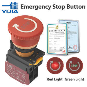 Pulsante di Emergenza Illuminato LA38M-ZSD 22MM con Simbolo Stop, Luce Rossa e Verde, 110V 220V AC DC YIJIA YJ139-LA38 - Product Image 1