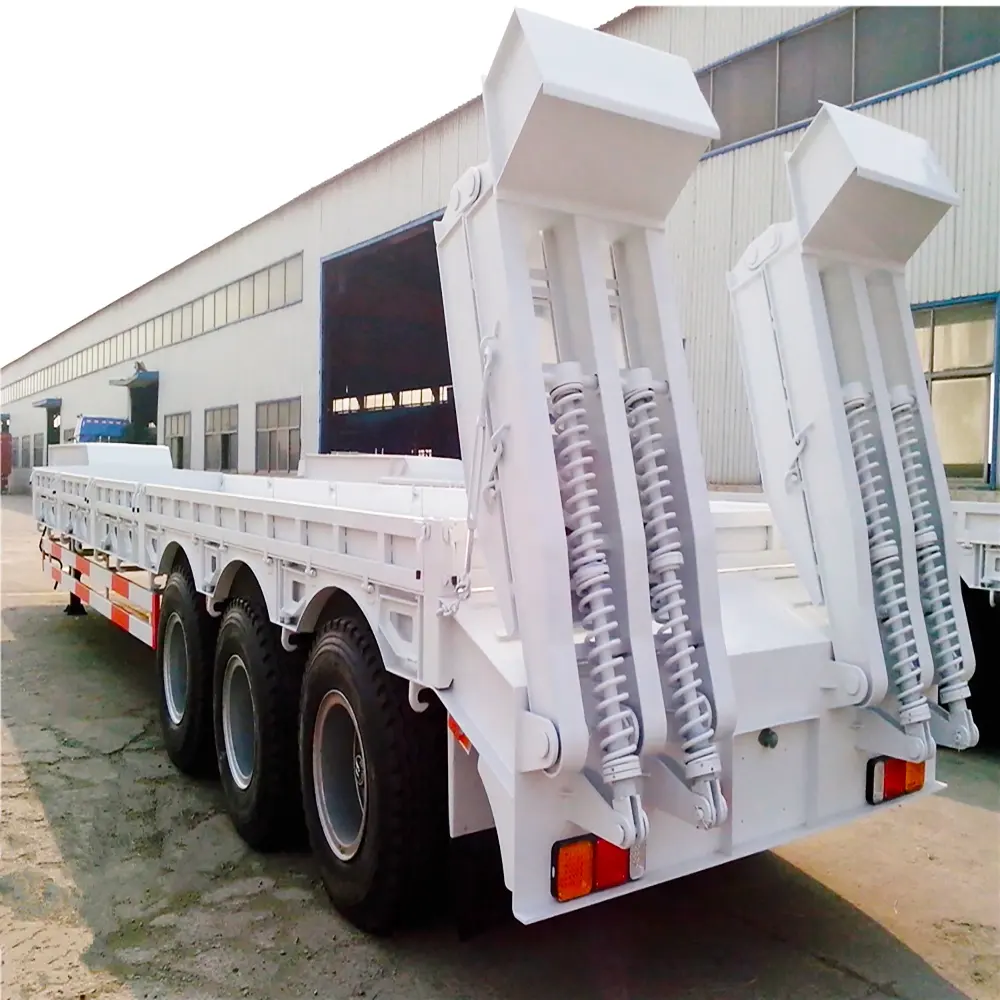 Tri Axle 70 Tons Lowbed Truck Trailer Heavy Machine Gooseneck Tractor escavatore Trailer Drop Deck Lowboy Low Bed semirimorchio