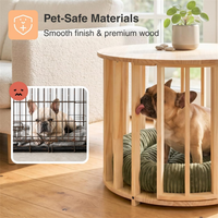 Table basse en bois de qualité supérieure 2-en-1 avec niche pour chien et lit donut intégré