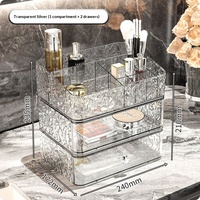 Boîte de rangement cosmétique en plastique transparent à texture glacier, multi-compartiments pour coiffeuse, soins de la peau, cosmétiques, rouges à lèvres