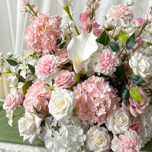 Soft Pink White <b>Hydrangea</b> Calla Lily Table Centerpiece <b>Artificial</b> <b>Flower</b> Arrangement for Wedding Reception Table - Product Image 2