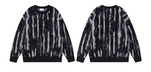 Custom Vertical Stripe Faux Mohair Crew Neck Sweater Unisex <b>Oversized</b> <b>Fluffy</b> Fuzzy Knitted Pullover Streetwear Knit <b>Jumper</b> - Product Image 3