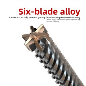 Mèche de perceuse à percussion SDS-MAX à 5 cannelures et 6 coupes, haute qualité, spécialement conçue pour l'ancrage des barres d'armature dans le béton <span class=keywords><strong>armé</strong></span>, Chine - Product Image 2