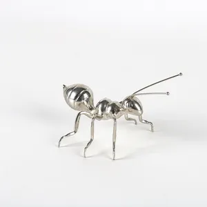 Ornamen semut perak logam patung hewan, aksesori kantor rumah kreatif desain seni Interior mewah