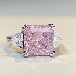 Anillo de Plata de Ley S925 de Lujo para Mujer, <span class=keywords><strong>Diamante</strong></span> Natural de 5 <span class=keywords><strong>Quilates</strong></span>, Corte Cuadrado de Flor de Hielo, <span class=keywords><strong>Diamante</strong></span> de Alta Calidad - Product Image 1
