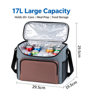 Sac isotherme pliable 17L, imperméable et portable, conception thermique à 3 couches pour pique-nique, plage, voyage, camping et pêche