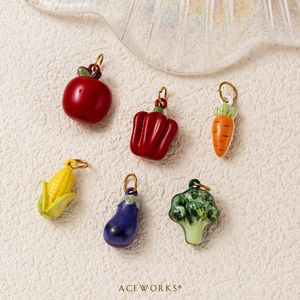 Galería de Frutas y Verduras |   Colgante Miniatura de Acero Inoxidable con Baño de Oro PVD de 18K y Esmalte, con Diseño de Frutas y Verduras, para Fabricación de Joyas - Product Image 3