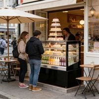 Vitrine réfrigérée pour gâteaux CE, à angle droit, 3 niveaux, pour pâtisseries