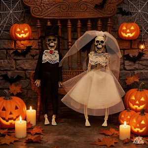 Squelettes suspendus pour <span class=keywords><strong>couple</strong></span> de mariés - 2 décorations squelettes mariée <span class=keywords><strong>et</strong></span> marié pour Halloween, fête maison hantée <span class=keywords><strong>et</strong></span> décoration effrayante - Product Image 6