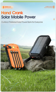 <span class=keywords><strong>2025</strong></span> Sản phẩm mới 20000mAh Hand Crank năng lượng mặt trời ngân hàng điện pd20w scp22.5w được xây dựng trong cáp đèn pin - Product Image 6