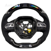 Volant sport pour E208 308 E308 408 E408 508 E508 GT, personnalisé, en daim noir, véritable fibre de carbone, avec écran LED intelligent