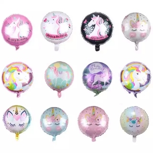 18Inch Unicorn Foil <b>Balloon</b> <b>Round</b> Shape Happy Birthday Helium Aluminum for <b>Balloons</b> Wholesale - Product Image 1