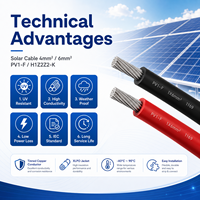 Cable Solar YueHua H1Z2Z2-K, 1 Núcleo, Cobre Estañado, Aislamiento XLPO, 4mm 6mm, 1000V DC, 100m, Cable Fotovoltaico para Exteriores