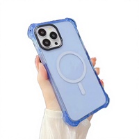Étuis de téléphone portable de luxe en TPU+PC magnétique avec paillettes pour 16 Pro et étui transparent antichoc avec protection de l'objectif