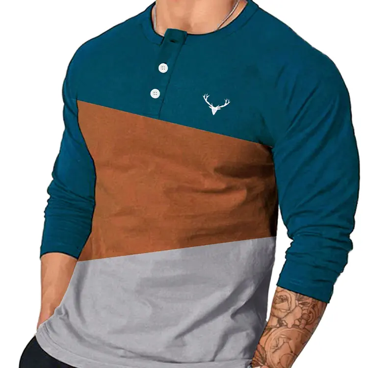 New Arrival Custom Long T-Shirt with Contrast Logo Knitted Fabric O-Neck Design Available in Various Weights For Men