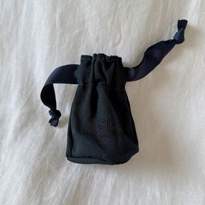 High Quality Custom Logo Printed Eco Friendly Cotton Dustproof Bag <b>Mini</b> Black Color Cotton Pouch With Ribbon - Product Image 1