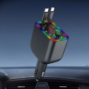 Adaptateur de voiture de charge rapide <span class=keywords><strong>transmetteur</strong></span> FM chargeur de voiture rétractable appel mains libres récepteur Audio émetteur Radio lecteur MP3 - Product Image 1