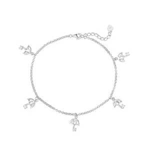 Pulsera de tobillo de Plata de Ley 925 para niña, tobillera exquisita a la moda