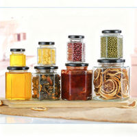 Aufbewahrungsgläser für Eingelegtes 100ml / 180ml / 280ml Kleine Sechseckige Glasgläser für Marmelade und Honig Glasgefäß mit Deckel für Lebensmittel