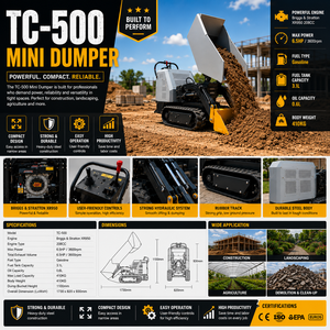 Oferta Caliente: Mini Dumper de Orugas de Carrocería Estrecha Barato con Envío Gratis, EPA CE EUR5, Vehículo Mini Resistente a la Corrosión para Trabajo Agrícola en Suelos - Product Image 2