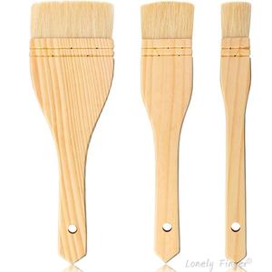 1/3 pinceaux plats en laine de hareng <span class=keywords><strong>à</strong></span> manche en bois pour <span class=keywords><strong>aquarelle</strong></span>, peinture artistique, lavage, pour céramique et poterie, fabriqués en Chine continentale - Product Image 1
