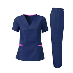 2024 Wholesale Vendors Comfortable Stylish Hospital Scrubs Sets V-Neck Fashion Joggers Medical Nursing Scrubs Uniforms Sets