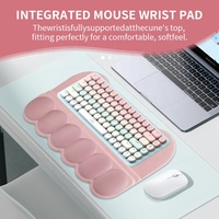 Repose-poignets ergonomique rose pour clavier, tapis de souris de bureau élégant en mousse à mémoire de forme avec base antidérapante en PU et silicone, idéal pour le bureau et le gaming