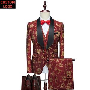 Terno Masculino 6XL Personalizado com LOGO, 3 Peças, Blazer para Noivo, Tamanhos Grandes, Luxuoso para Homens, Baile de Formatura e Casamento - Product Image 1