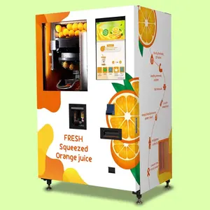 Voll automatischer Verkaufs automat für Orangensaft mit frischem Obst