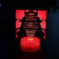 Tarjeta acrílica led para decoración navideña, tarjeta de menú de boda con luz diferente con soporte