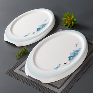 Xiangyuan <b>melamine</b> imitation porcelain <b>plates</b>, plastic commercial cold dish <b>plates</b>, oval roast duck and roast goose <b>plates</b>, - Product Image 1