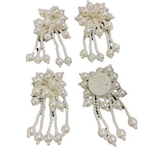 3Dフラワーデコレーション手作りDIY織りパール生地パッチ衣類ウェディングドレスアップリケ材料アクセサリーヘア - Product Image 5