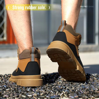 Bottes de sécurité à embout en acier de norme européenne, en cuir microfibre, résistantes à l'usure, pour hommes, grandes tailles, anti-perforation