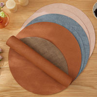 Napperon de table en cuir marron de luxe double face imperméable à l'eau Napperons en cuir PU Napperons Vintage pour restaurant