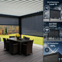 Persianas enrollables motorizadas con certificación CE para exteriores, resistentes al viento, con tela opaca impermeable para gazebo y patio.