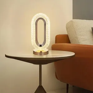 Lâmpada de mesa de cristal LED recarregável regulável em 3 cores romântica luz noturna interna