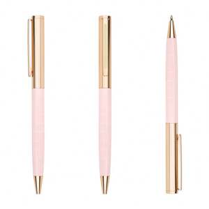 Nouveauté : Stylos à bille en aluminium métallique violet, stylos à bille promotionnels en or rose, stylos de luxe publicitaires en or avec logo imprimé - Product Image 4