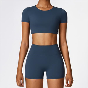 Completo Sportivo <span class=keywords><strong>da</strong></span> <span class=keywords><strong>Donna</strong></span> Morbido e Traspirante, <span class=keywords><strong>Tuta</strong></span> Fitness a Vita Alta, Set Yoga 2/3 Pezzi con Motivo a Quadri - Product Image 1