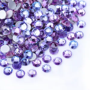 Juli Factory New AB Color High Quality FlatBack Round Shape Non Hot Fix Crystal Rhinestone For DIY Bags Garment Nail Art Shoes