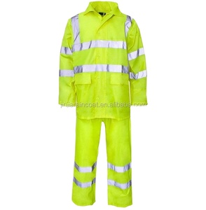 Haute qualité Hi Viz combinaison de pluie imperméable Polyester imperméable pour adultes <span class=keywords><strong>Poncho</strong></span> travail randonnée combinaison de pluie veste - Product Image 5